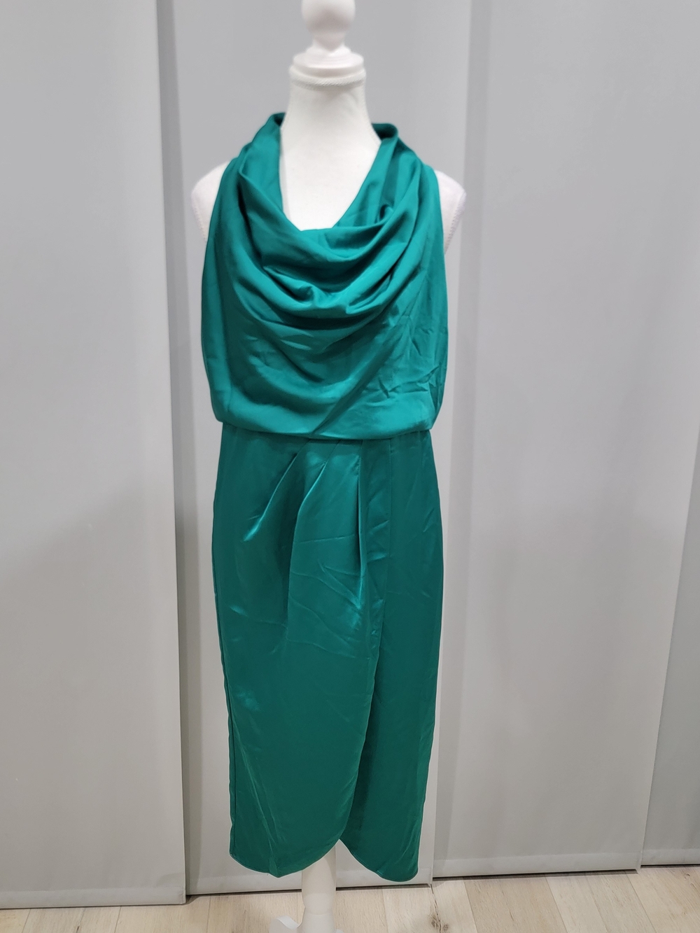 Joseph Ribkoff Teal Cowl Neck Midi Dress